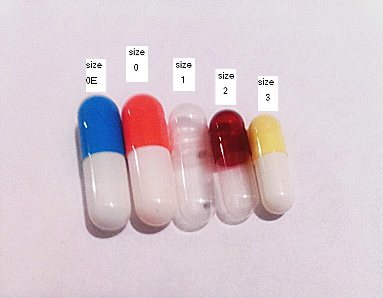 不同型号的空心胶囊参考图